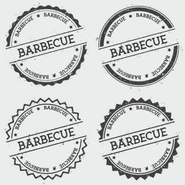 Beyaz arka planda Grunge hipster mühür metin mürekkep ile yuvarlak izole Barbekü Insignia damgası