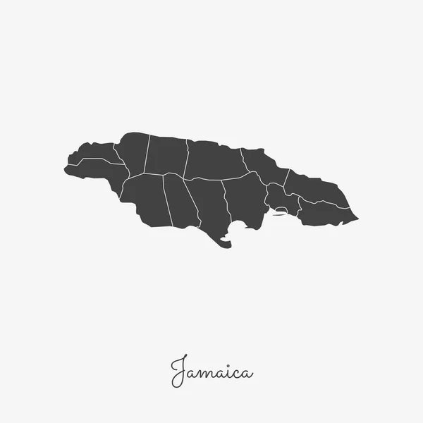 Jamaica region map grey outline on white background Mapa detallado de Jamaica regions Vector — Vector de stock