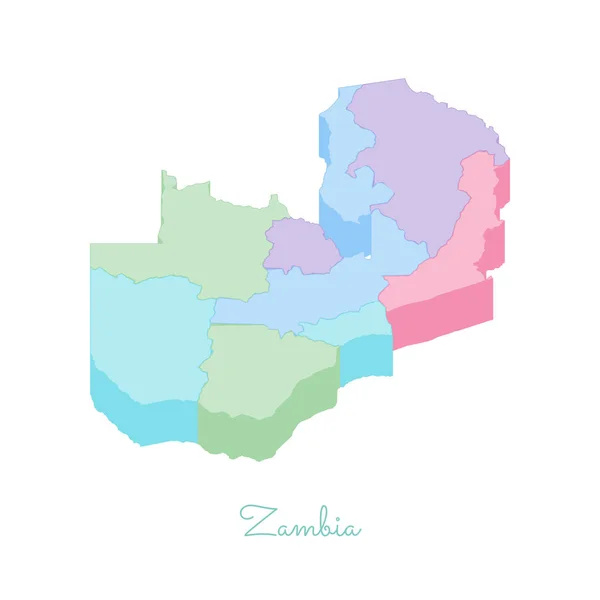 Zambia mappa colorata isometrica vista dall'alto Mappa dettagliata delle regioni Zambia — Vettoriale Stock