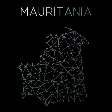 Moritanya ağ harita soyut poligonal harita tasarım ağ bağlantıları illüstrasyon vektör