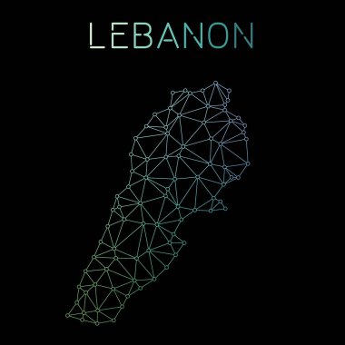 Ağ bağlantıları illüstrasyon vektör Lübnan ağ harita soyut poligonal harita tasarımı