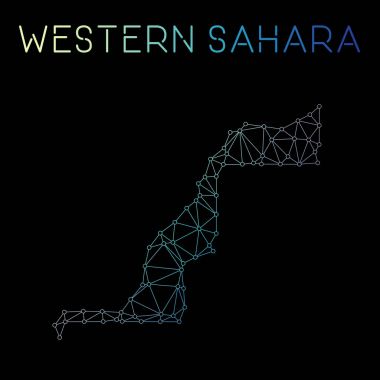Batı Sahra ağ harita soyut poligonal harita tasarım ağ bağlantıları illüstrasyon vektör