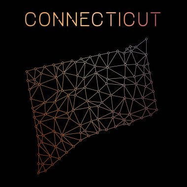 Devlet bize tasarım ağ bağlantıları vektör harita Connecticut Ağ Haritası soyut çokgen