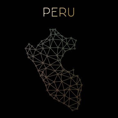 Peru ağ harita soyut poligonal harita tasarım ağ bağlantıları illüstrasyon vektör