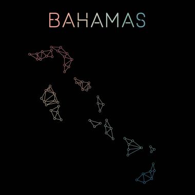 Bahamalar ağ harita soyut poligonal harita tasarım ağ bağlantıları illüstrasyon vektör