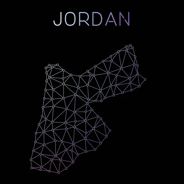 Jordanie carte du réseau Conception de carte polygonale abstraite Connexions réseau illustration vectorielle — Image vectorielle