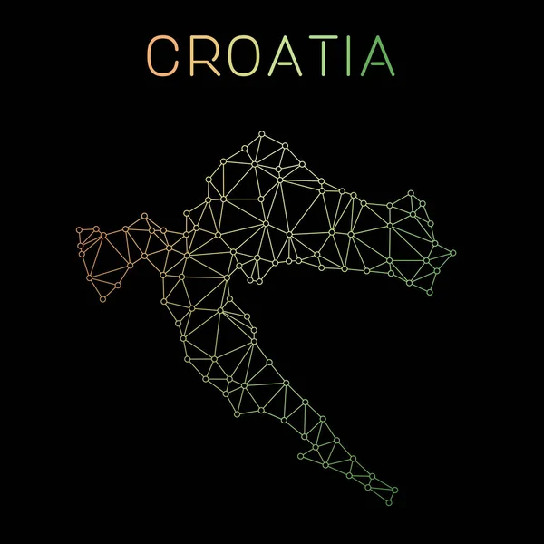 クロアチア ネットワーク マップ多角形マップ デザイン ネットワーク接続ベクトル イラスト — ストックベクタ