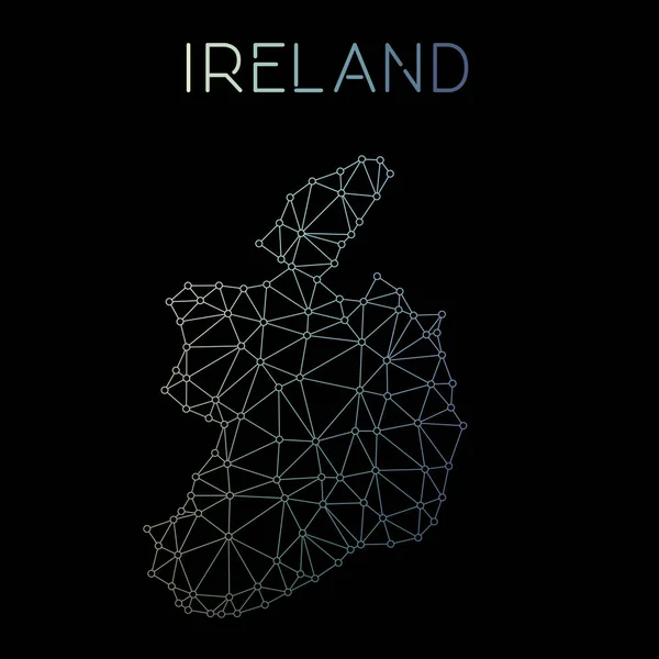 Irlanda mappa di rete Astratto disegno mappa poligonale Collegamenti di rete illustrazione vettoriale — Vettoriale Stock