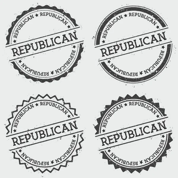 Timbro repubblicano insegne isolato su sfondo bianco Grunge sigillo hipster rotondo con inchiostro di testo — Vettoriale Stock