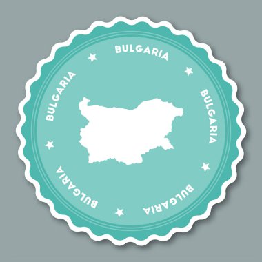 Bulgaristan sticker düz yuvarlak düz stil rozetleri ülke harita ve adı ile trendy renklerinin Tasarla