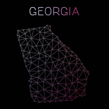 Devlet bize tasarım ağ bağlantıları vektör harita Georgia Ağ Haritası soyut çokgen