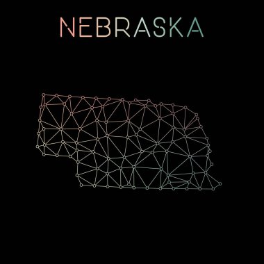 Devlet bize tasarım ağ bağlantıları vektör harita Nebraska Ağ Haritası soyut çokgen