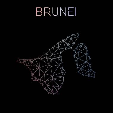 Brunei Darussalam ağ harita soyut poligonal harita tasarım ağ bağlantıları vektör