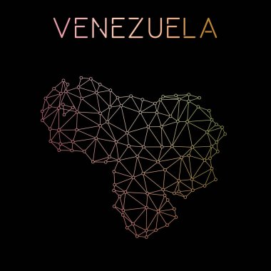 Ağ harita soyut poligonal harita Venezuela Bolivarya Cumhuriyeti tasarım ağ bağlantıları