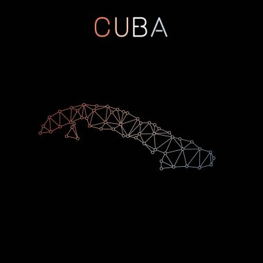 Ağ bağlantıları illüstrasyon vektör Küba ağ harita soyut poligonal harita tasarımı