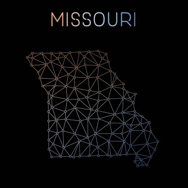 Missouri Ağ Haritası soyut poligonal devlet bize tasarım ağ bağlantıları vektör harita