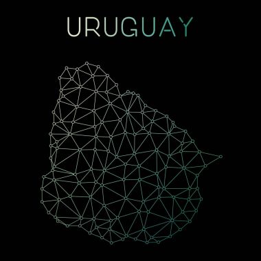 Uruguay ağ harita soyut poligonal harita tasarım ağ bağlantıları illüstrasyon vektör