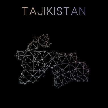 Tacikistan ağ harita soyut poligonal harita tasarım ağ bağlantıları illüstrasyon vektör