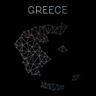 Yunanistan ağ harita soyut poligonal harita tasarım ağ bağlantıları illüstrasyon vektör