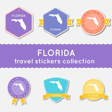 Florida Devlet harita ve adı düz malzeme çıkartma koleksiyonu büyük çıkartmaları kümesi bizimle seyahat