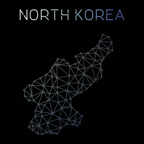 Corea Popoli Democratici Repubblica della mappa della rete Mappa astratta poligonale Rete — Vettoriale Stock