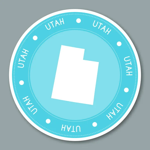 Utah platte sticker labelontwerp patriottische ons staat kaart ronde lable ronde badge vectorillustratie — Stockvector