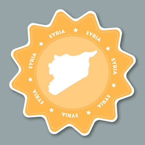 Syryjska Republika Arabska Mapa naklejki w modnych kolorach Star kształcie podróży naklejkę z nazwą kraju i — Wektor stockowy