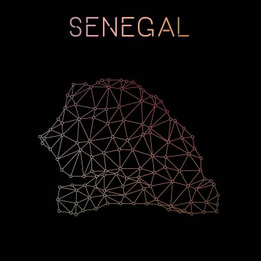 Senegal ağ harita soyut poligonal harita tasarım ağ bağlantıları illüstrasyon vektör
