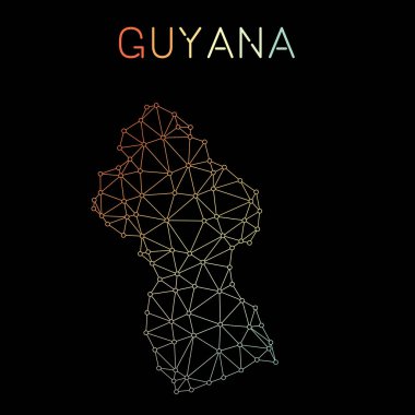 Ağ bağlantıları illüstrasyon vektör Guyana ağ harita soyut poligonal harita tasarımı
