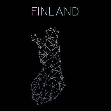 Finlandiya ağ harita soyut poligonal harita tasarım ağ bağlantıları illüstrasyon vektör