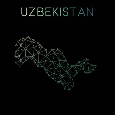 Özbekistan ağ harita soyut poligonal harita tasarım ağ bağlantıları illüstrasyon vektör