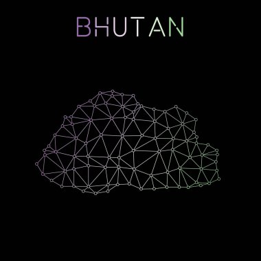 Bhutan ağ harita soyut poligonal harita tasarım ağ bağlantıları illüstrasyon vektör