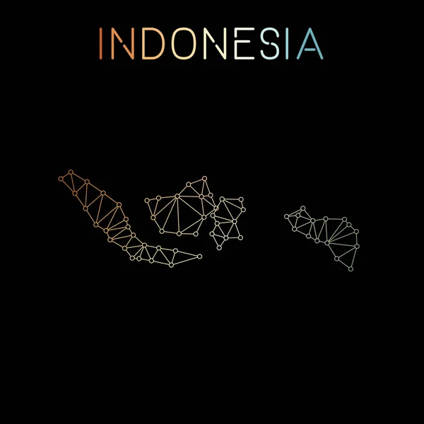 Peta jaringan Indonesia Desain peta poligonal abstrak Ilustrasi vektor koneksi jaringan - Stok Vektor