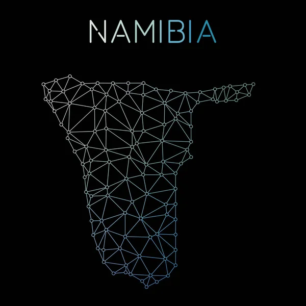 Namibia mapa de red Resumen mapa poligonal diseño Conexiones de red vector ilustración — Archivo Imágenes Vectoriales
