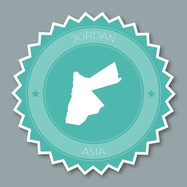 Ιορδανία σήμα επίπεδη σχεδίαση στρογγυλή επίπεδη στυλ αυτοκόλλητο μοντέρνα χρώματα με χάρτη της χώρας και το όνομα — Διανυσματικό Αρχείο