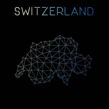 İsviçre ağ harita soyut poligonal harita tasarım ağ bağlantıları illüstrasyon vektör