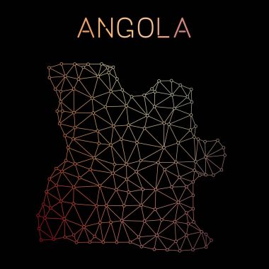 Angola ağ harita soyut poligonal harita tasarım ağ bağlantıları illüstrasyon vektör