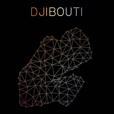 Cibuti ağ harita soyut poligonal harita tasarım ağ bağlantıları illüstrasyon vektör