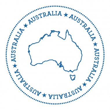 Avustralya vektör harita etiket Hipster ve retro tarzı rozeti ile Avustralya harita Minimalistic