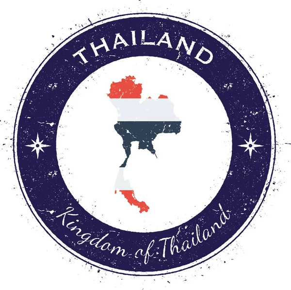 Tajlandia okrągły znaczek patriotyczny Grunge pieczątka z Flaga narodowa mapę i Tajlandii — Wektor stockowy