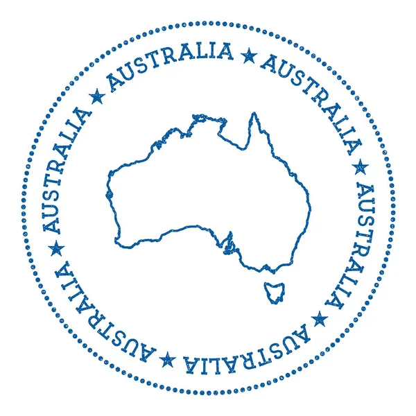 Austrália autocolante de mapa vetorial Hipster e emblema de estilo retro com mapa da Austrália Minimalista —  Vetores de Stock