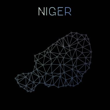 Nijer ağ harita soyut poligonal harita tasarım ağ bağlantıları illüstrasyon vektör