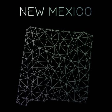 New Mexico Ağ Haritası soyut poligonal devlet bize tasarım ağ bağlantıları vektör harita
