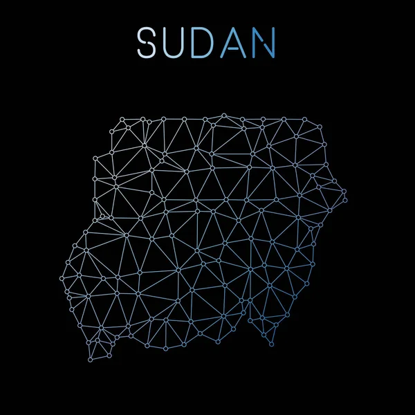 Sudan karta abstrakt polygonal karta nätverksdesign nätverksanslutningar vektor illustration — Stock vektor