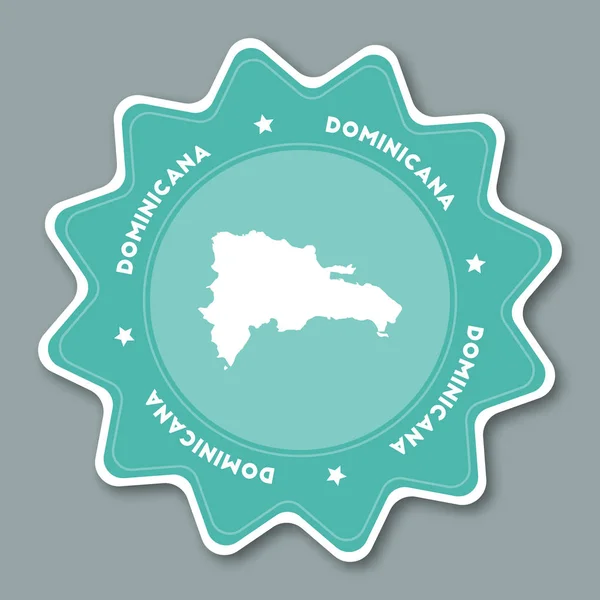 Pegatina de mapa de República Dominicana en colores de moda Pegatina de viaje en forma de estrella con nombre de país y — Archivo Imágenes Vectoriales