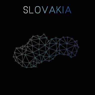Slovakya ağ harita soyut poligonal harita tasarım ağ bağlantıları illüstrasyon vektör