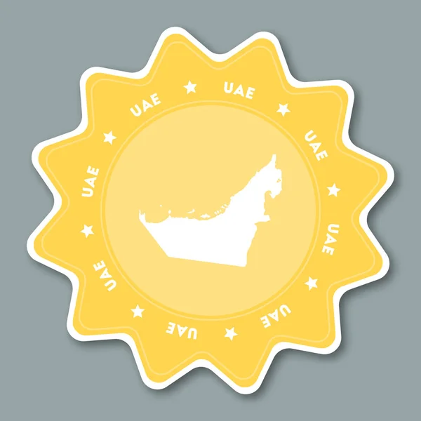 Vereinigte arabische Emirate Kartenaufkleber in trendigen Farben sternförmige Reiseaufkleber mit Ländernamen und — Stockvektor