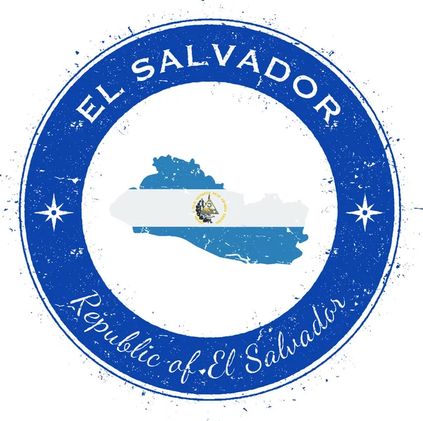 El salvador runde patriotische Abzeichen Grunge Gummistempel mit nationaler Flagge Karte und dem el — Stockvektor