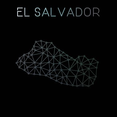 El Salvador ağ harita soyut poligonal harita tasarım ağ bağlantıları illüstrasyon vektör