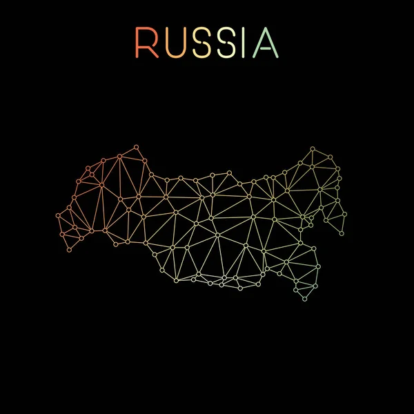 Russische Federatie kaart abstracte veelhoekige kaart netwerkontwerp netwerk verbindingen vector — Stockvector